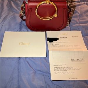 Chloe Calfskin Suede Medium Nile Bracelet Bag Intense Red